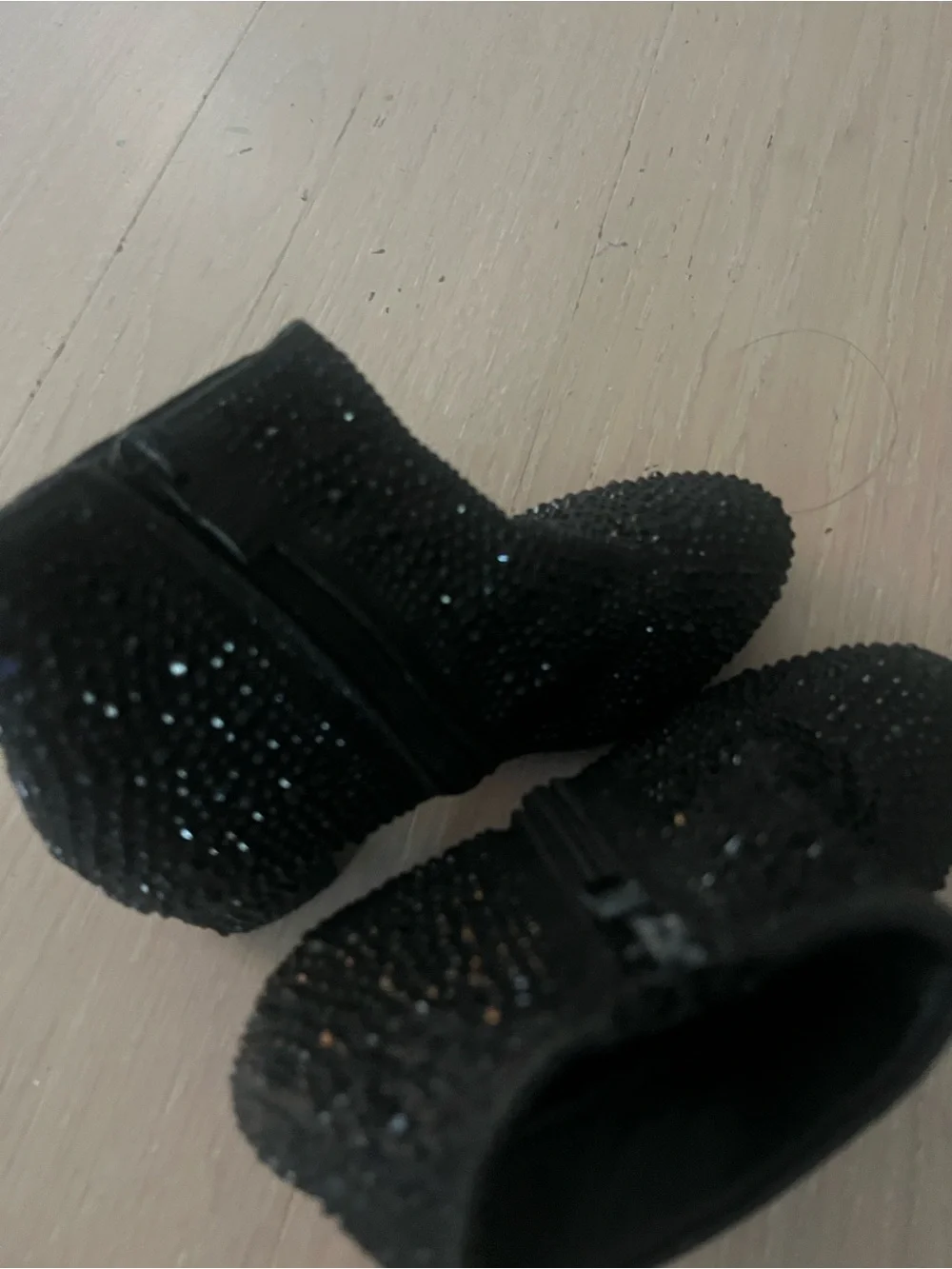 Kids Black Crystal Embellished Ankle Boots